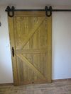 drewniane drzwi przesuwne, system przesuwny z podkową