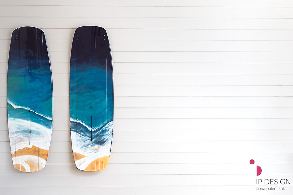 Deski surfingowe dekoracyjne z motywem fal morskich