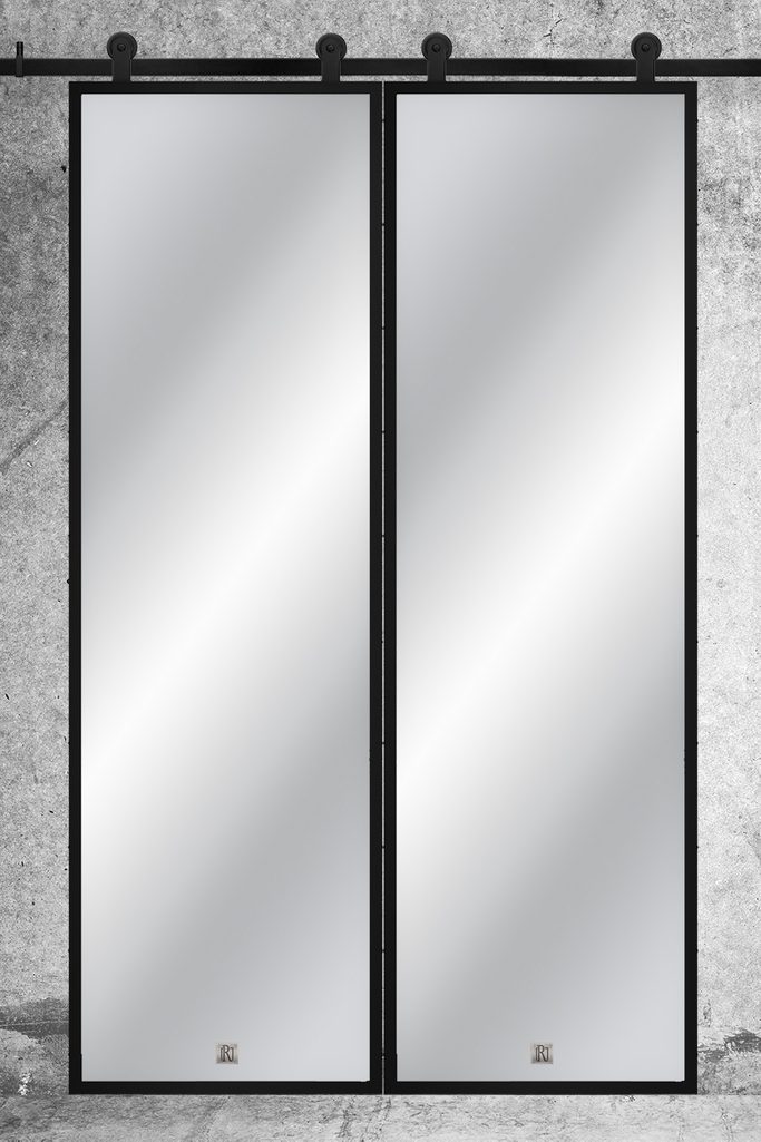 Drzwi przesuwne dwuskrzydłowe z lustrem, model LARA