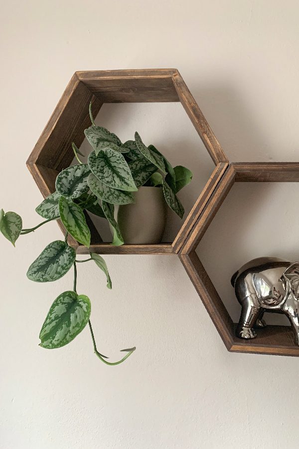 Drewniana półka heksagon