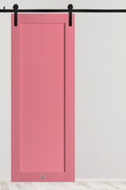 nowoczesne drzwi przesuwne w kolorze różowym