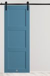 nowoczesne drzwi przesuwne w kolorze niebieskim
