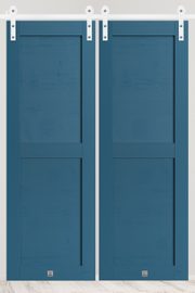 nowoczesne podwójne drzwi przesuwne w kolorze niebieskim
