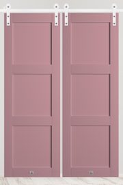 nowoczesne podwójne drzwi przesuwne w kolorze zgaszonego różu