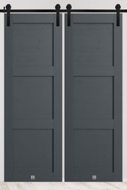 nowoczesne podwójne drzwi przesuwne w kolorze antracytowym